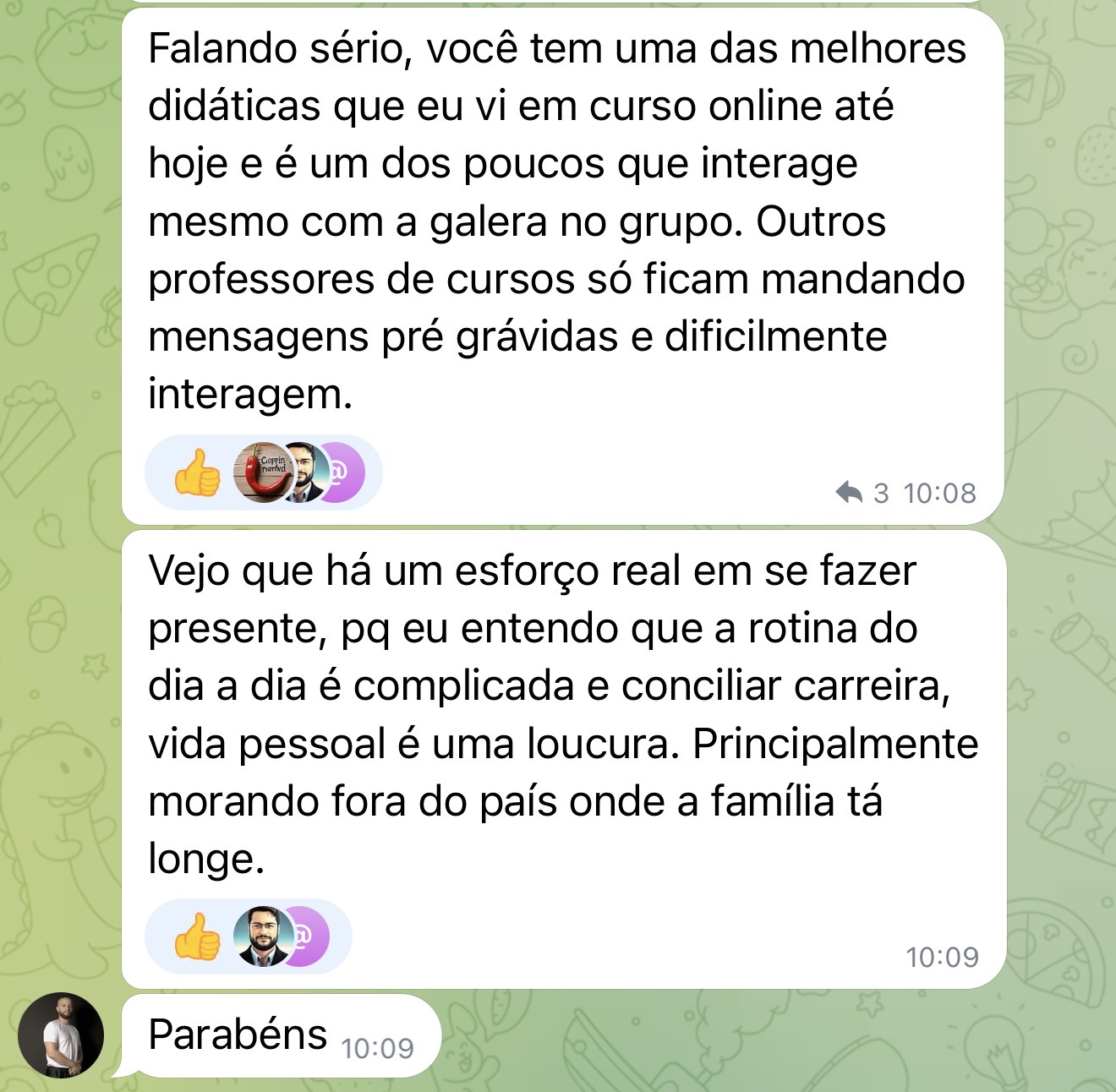 Depoimento real de aluno do Total Blues no Telegram 01