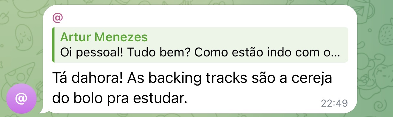 Depoimento real de aluno do Total Blues no Telegram 08