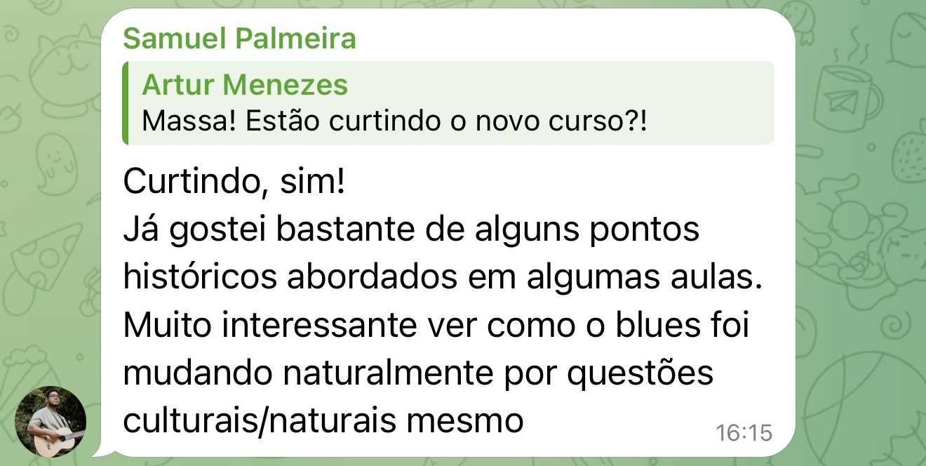 Depoimento real de aluno do Total Blues no Telegram 10