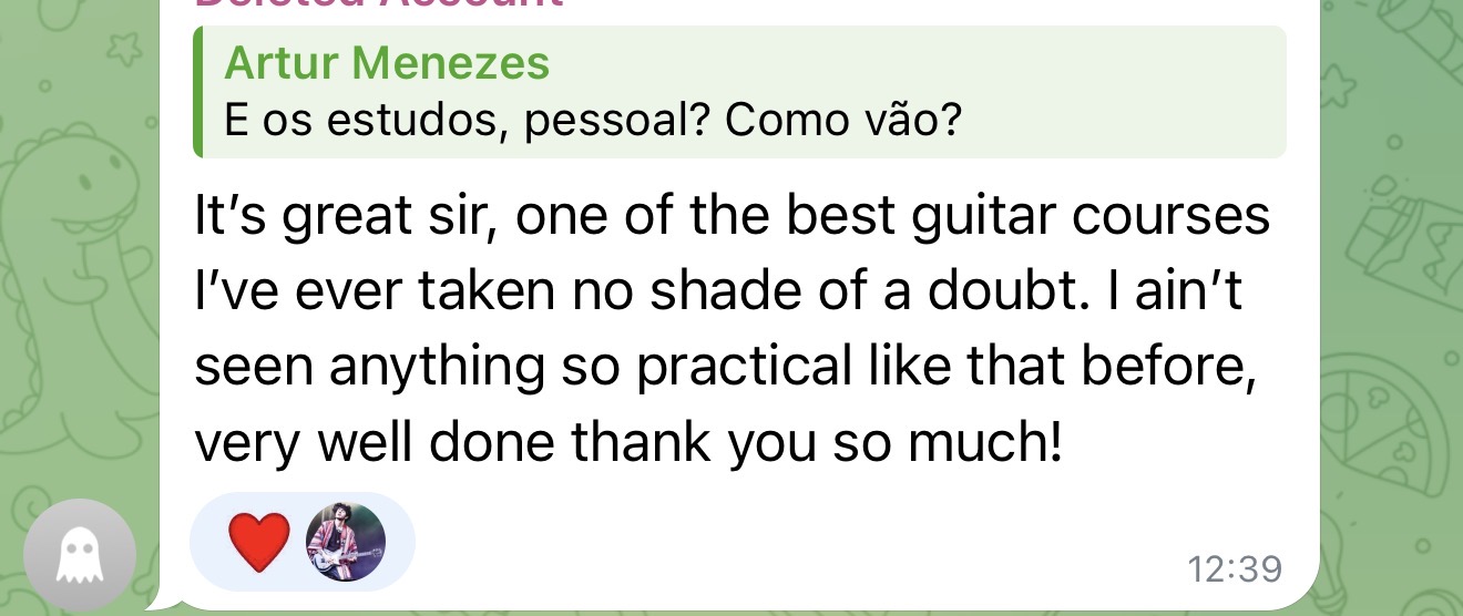 Depoimento real de aluno do Total Blues no Telegram 11