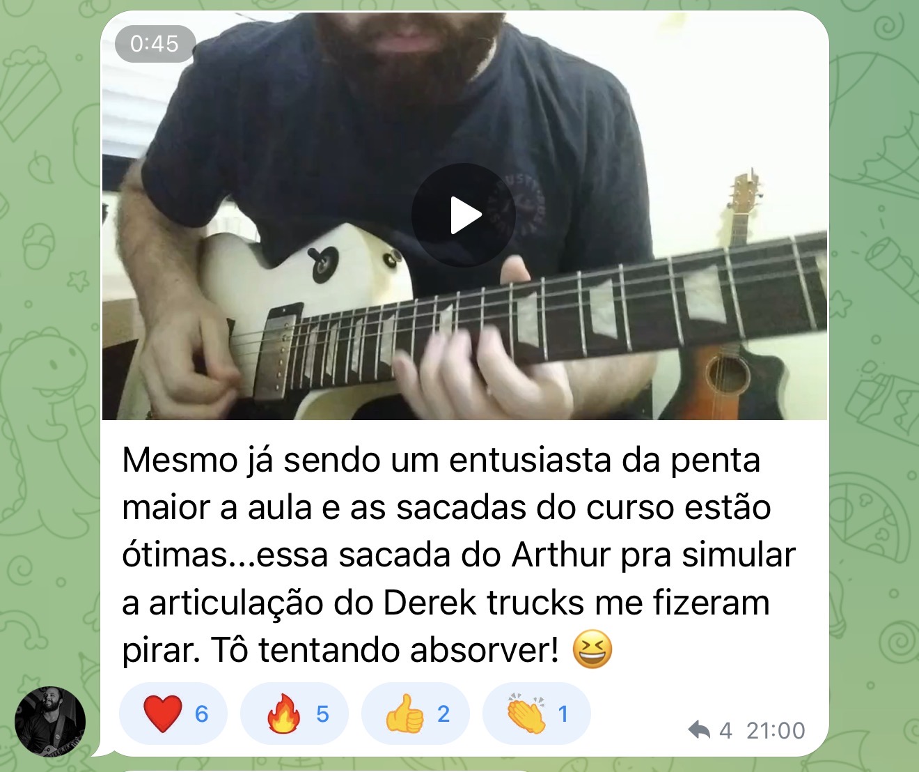 Depoimento real de aluno do Total Blues no Telegram 12